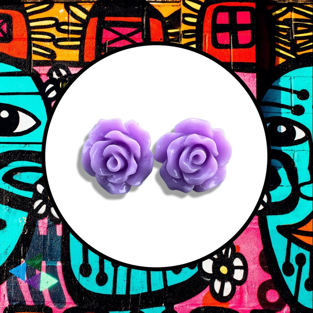 Purple Flower Stud Earrings